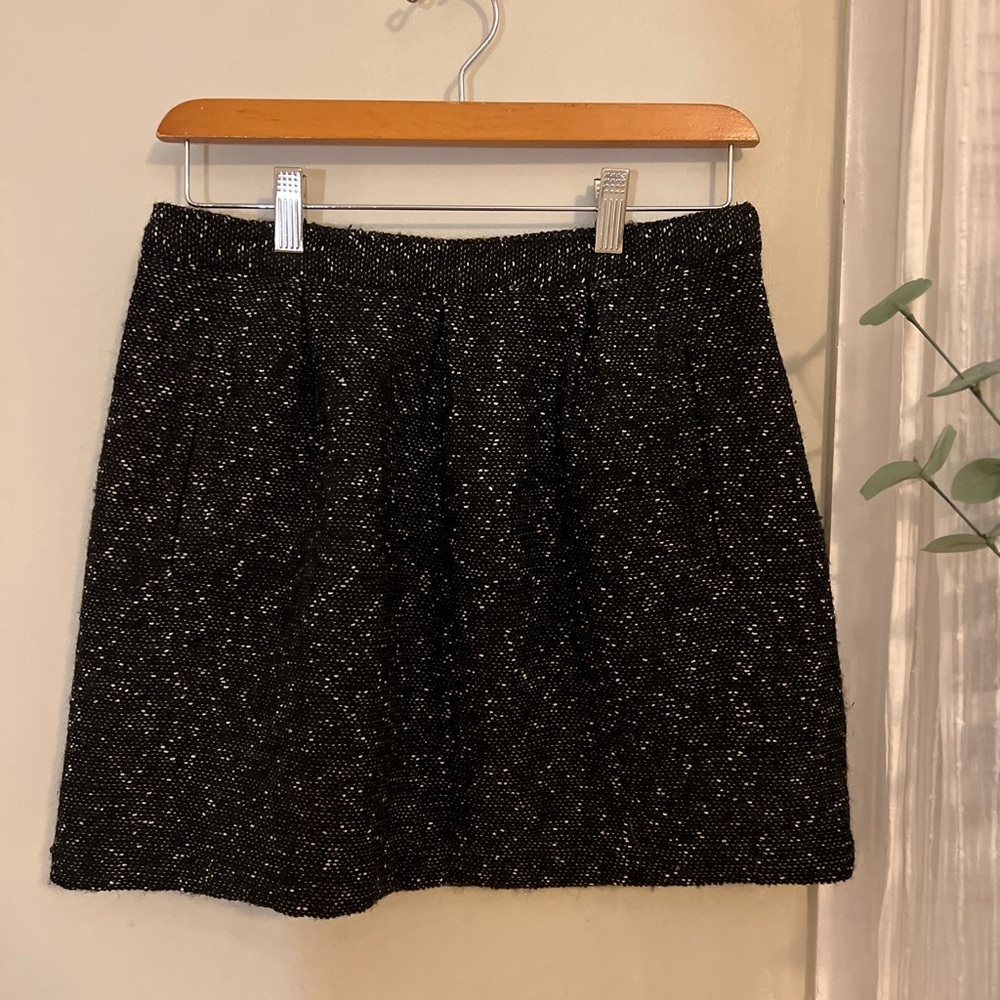 Preppy Clueless / Old Money Black Tweed Wool-Mixed Mini Skirt with Pockets!